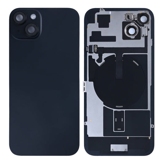 For Apple iPhone 15 Plus Back Glass With NFC, Enlarged Camera Frame Black Pulled