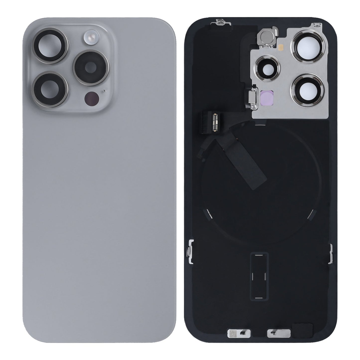 For Apple iPhone 15 Pro Back Glass With NFC, Enlarged Camera Frame Natural Titanium Pulled