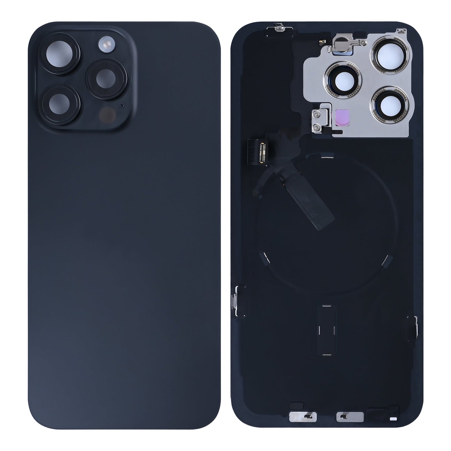 For Apple iPhone 15 Pro Max Back Glass With NFC, Enlarged Camera Frame Black Titanium Pulled