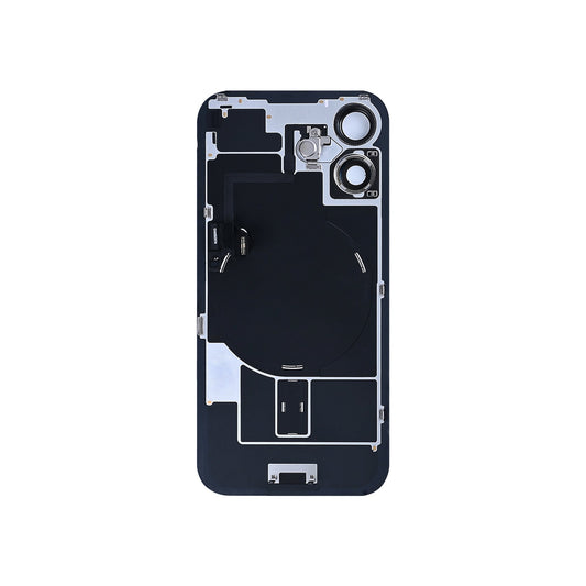 For Apple iPhone 16 Back Glass With NFC, Enlarged Camera Frame White Pulled