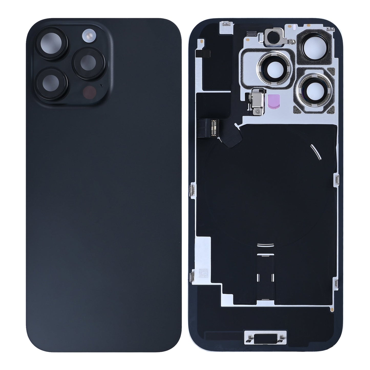 For Apple iPhone 16 Pro Back Glass With NFC, Enlarged Camera Frame Black Titanium Pulled