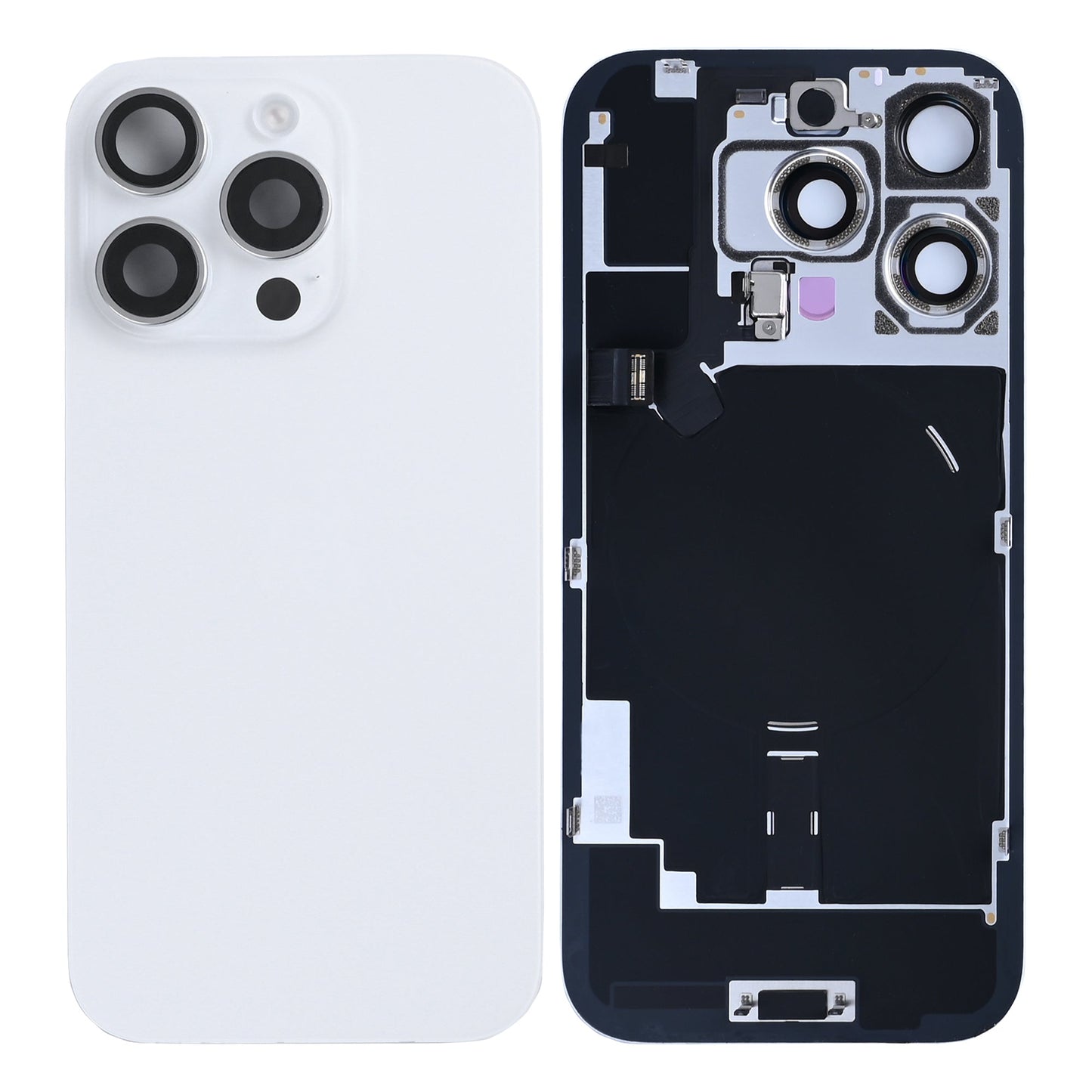 For Apple iPhone 16 Pro Back Glass With NFC, Enlarged Camera Frame White Titanium Pulled