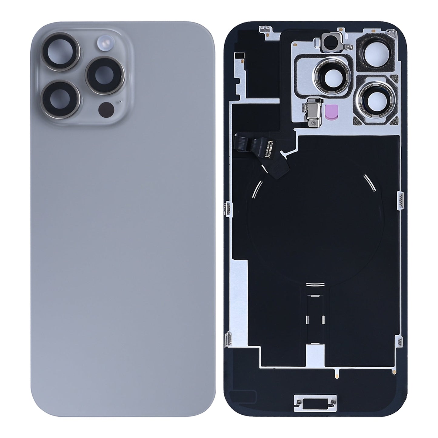 For Apple iPhone 16 Pro Max Back Glass With NFC, Enlarged Camera Frame Natural Titanium Pulled