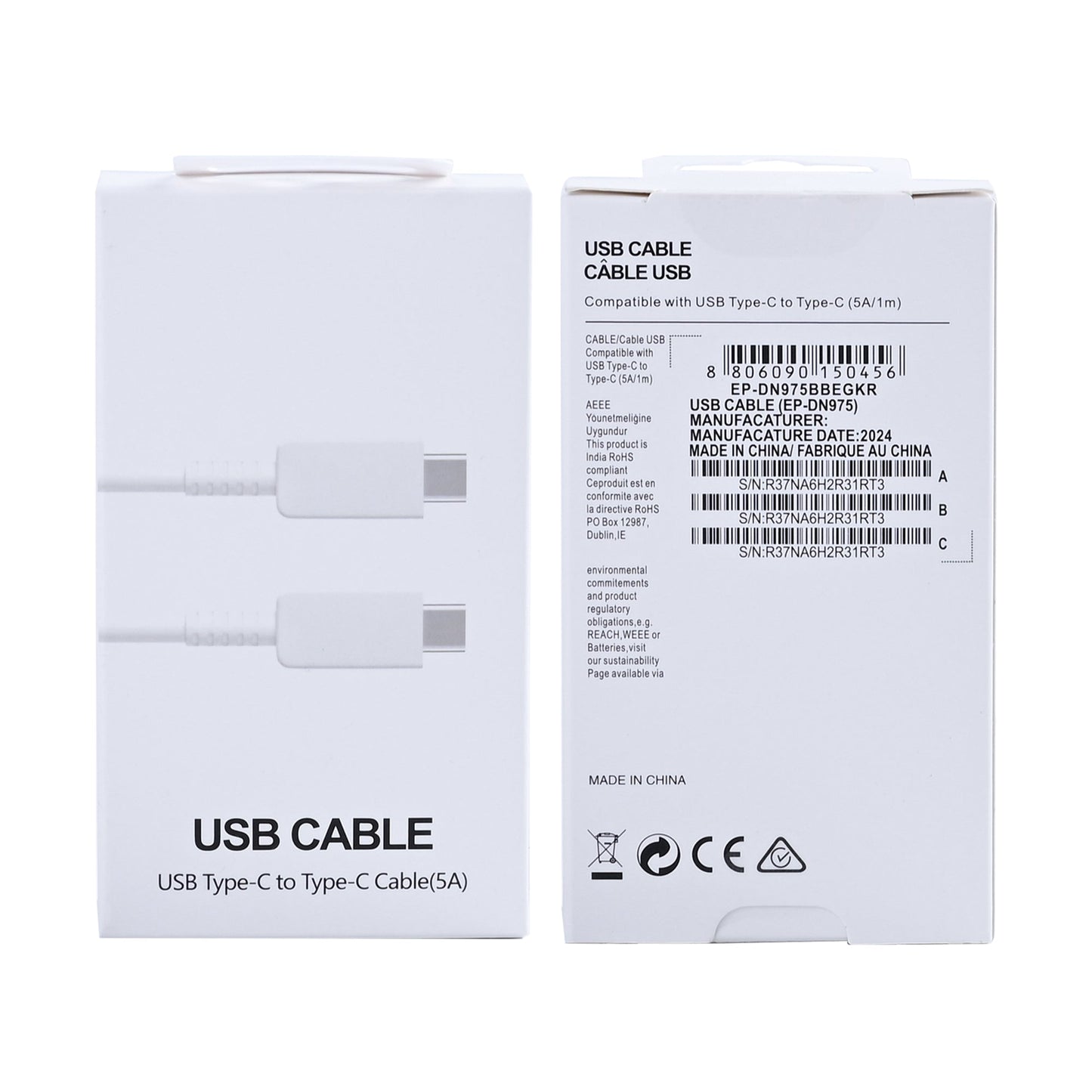 Samsung USB-C Data Cable 100cm 5A White Retail Box
