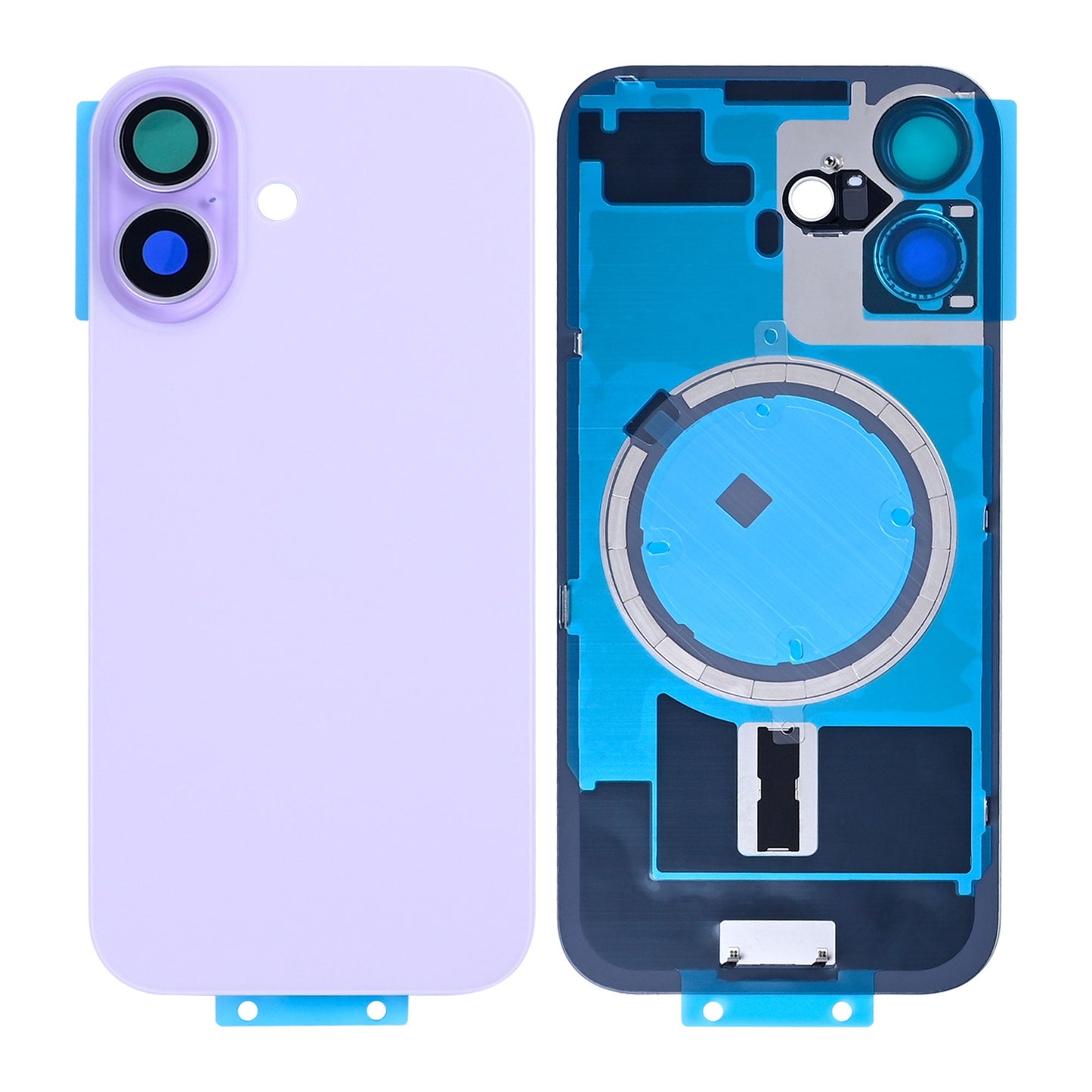 For Apple iPhone 17 Back Glass Without NFC, Enlarged Camera Frame Lavender Compatible