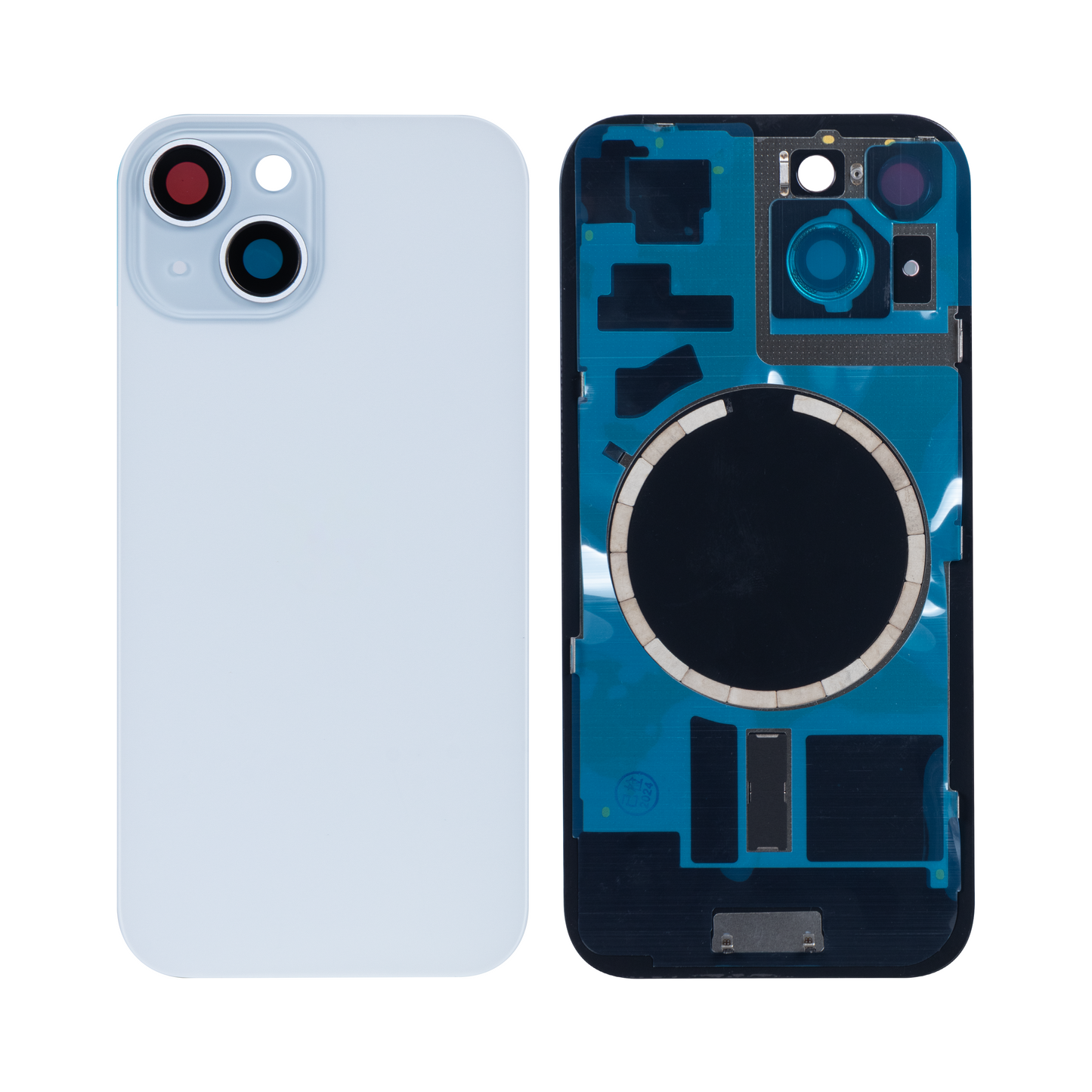For Apple iPhone 15 Back Glass Without NFC, Enlarged Camera Frame Blue Compatible