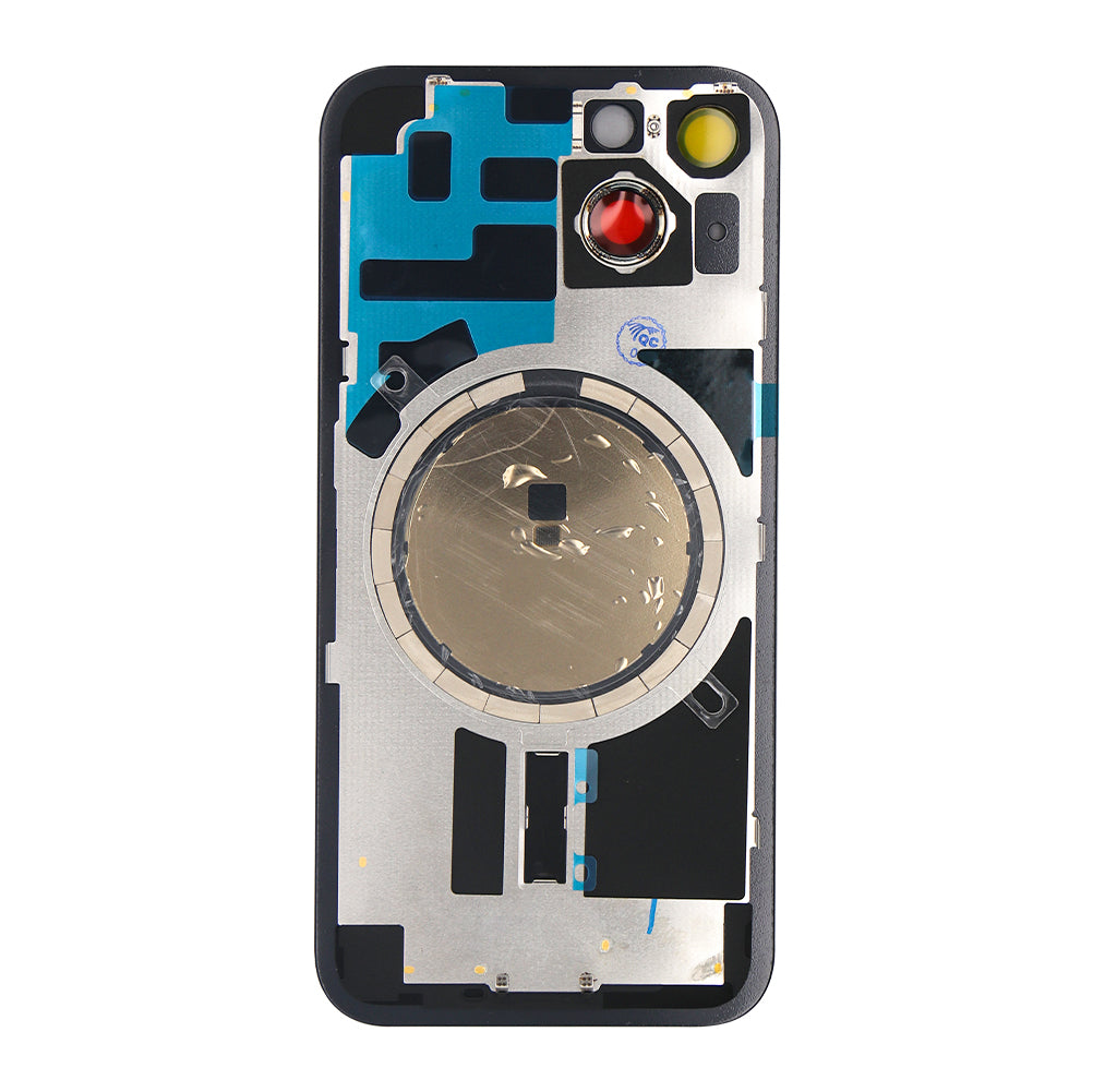 For Apple iPhone 14 Back Glass Without NFC, Enlarged Camera Frame Midnight Compatible