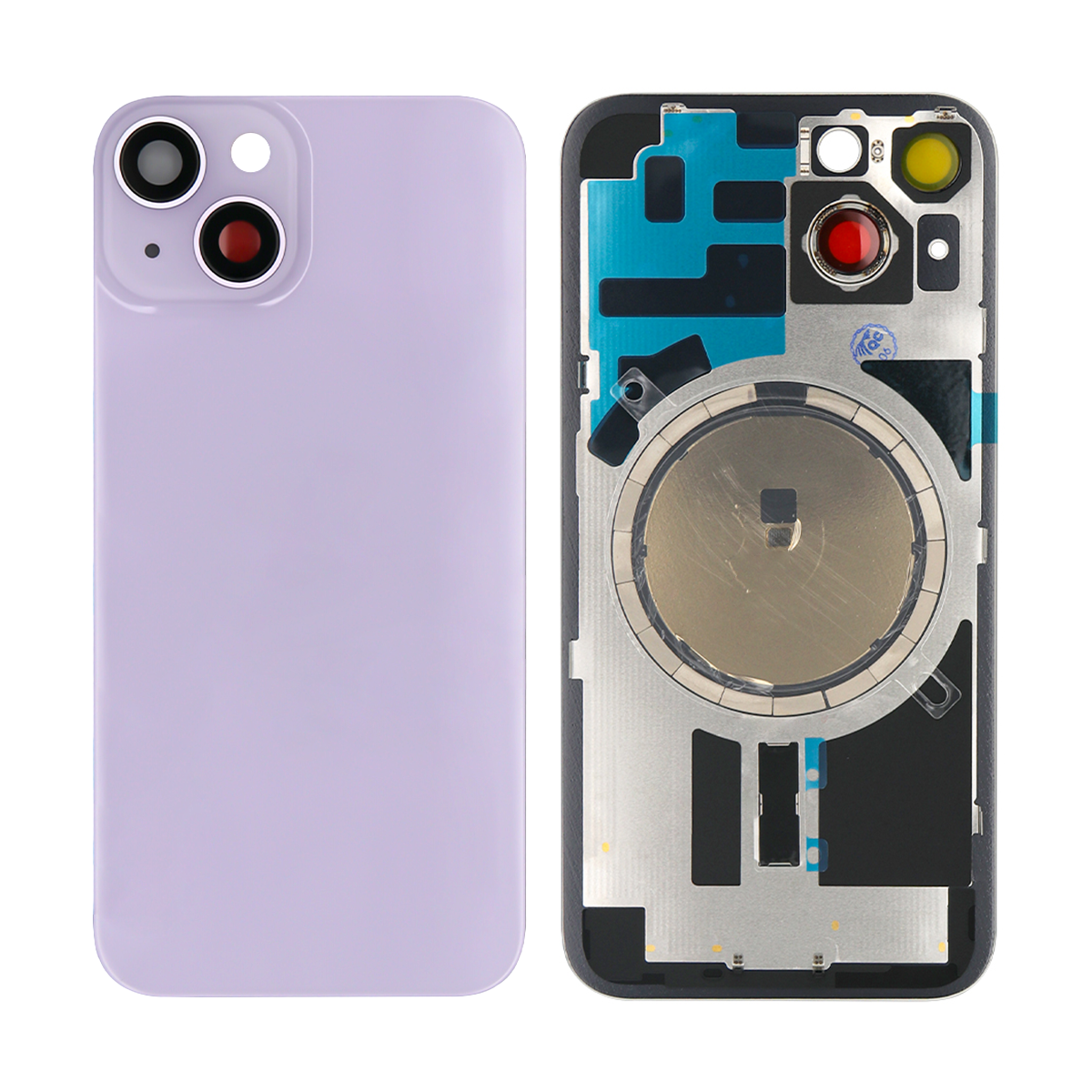 For Apple iPhone 14 Back Glass Without NFC, Enlarged Camera Frame Purple Compatible
