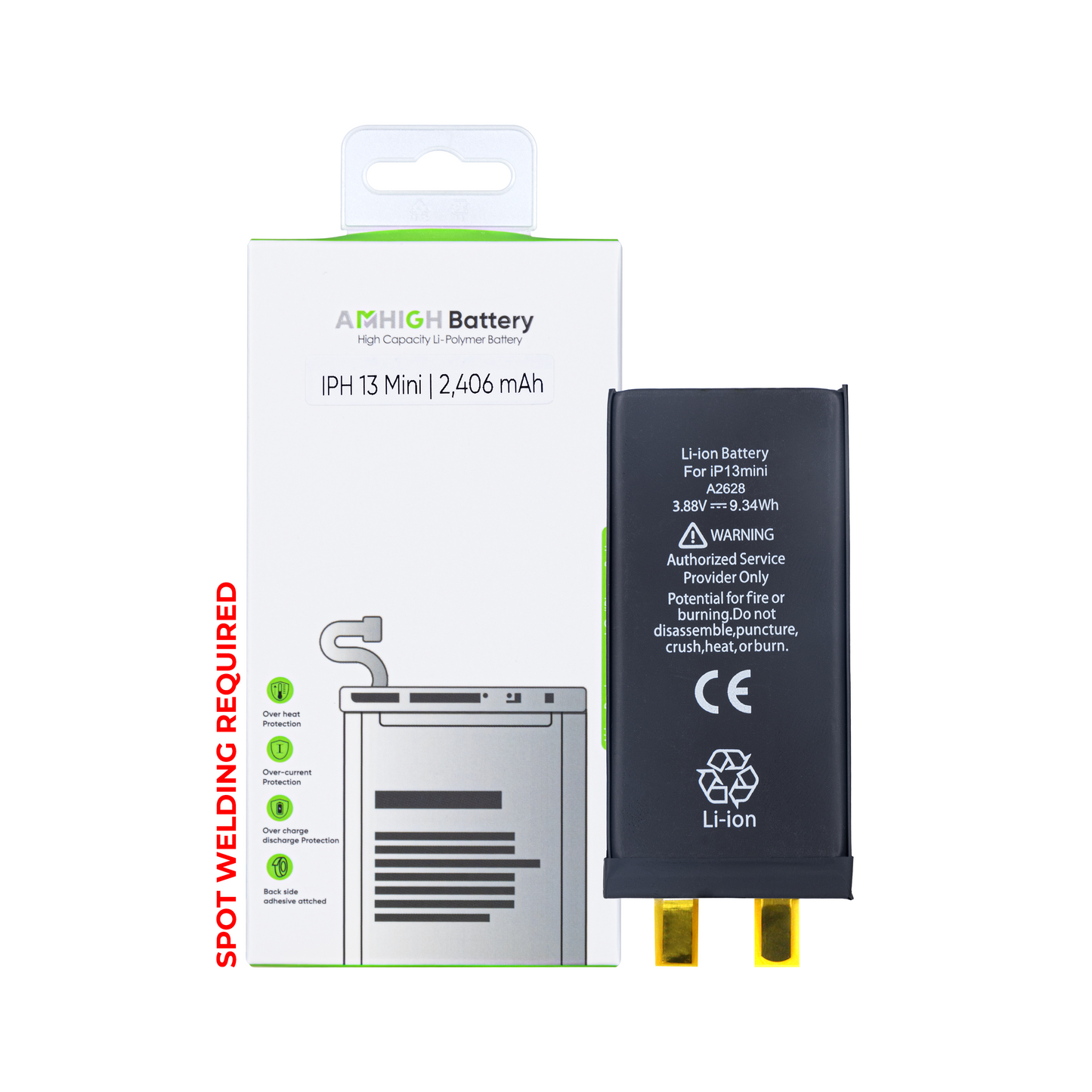 For Apple iPhone 13 Mini Battery (Spot Welding Required) No BMS/IC OEM