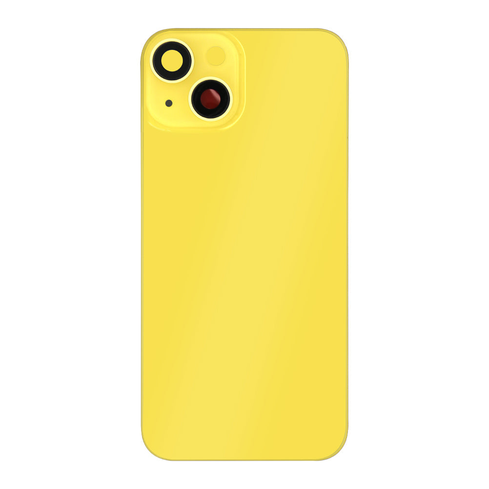 For Apple iPhone 14 Back Glass Without NFC, Enlarged Camera Frame Yellow Compatible