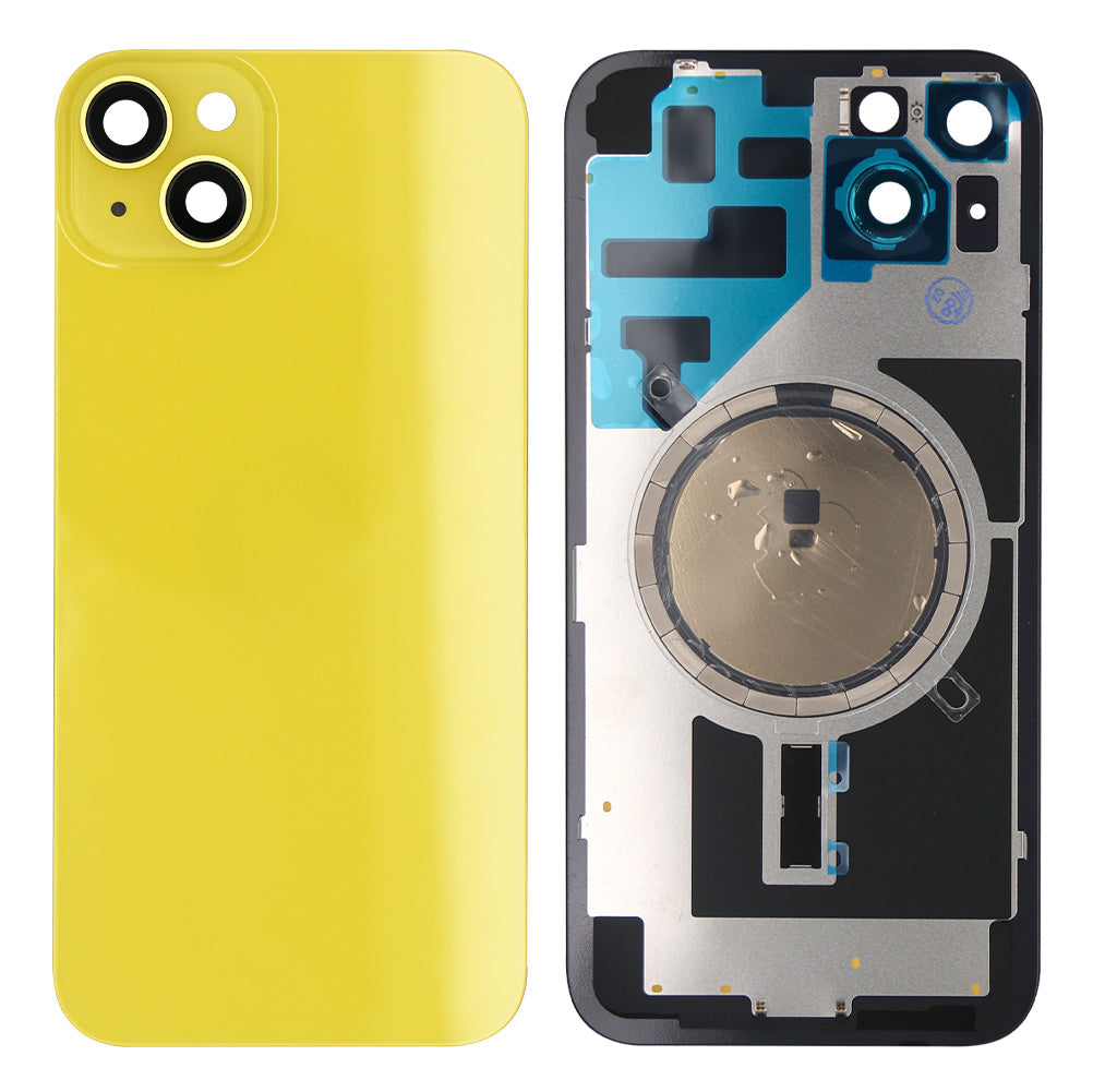 For Apple iPhone 14 Plus Back Glass Without NFC, Enlarged Camera Frame Yellow Compatible