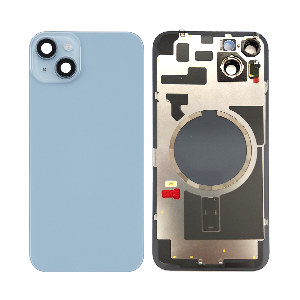For Apple iPhone 14 Plus Back Glass Without NFC, Enlarged Camera Frame Blue Compatible