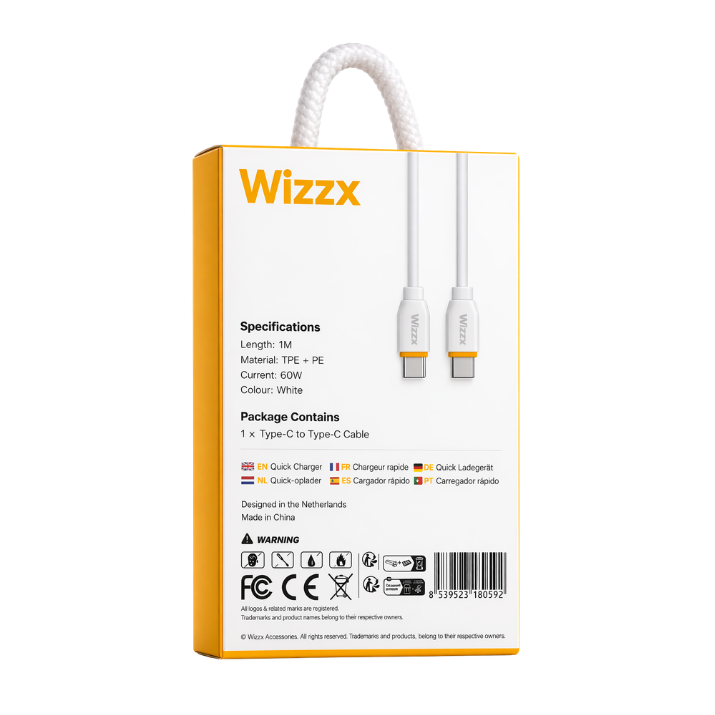 Wizzx USB-C to USB-C Kabel - 1M
