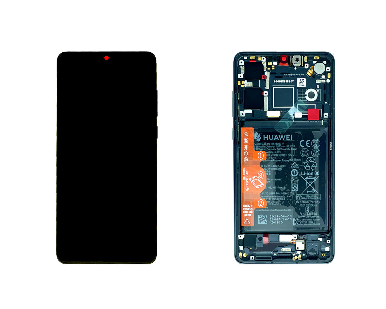 Huawei P30 New Version Display And Digitizer With Frame Black Service Pack