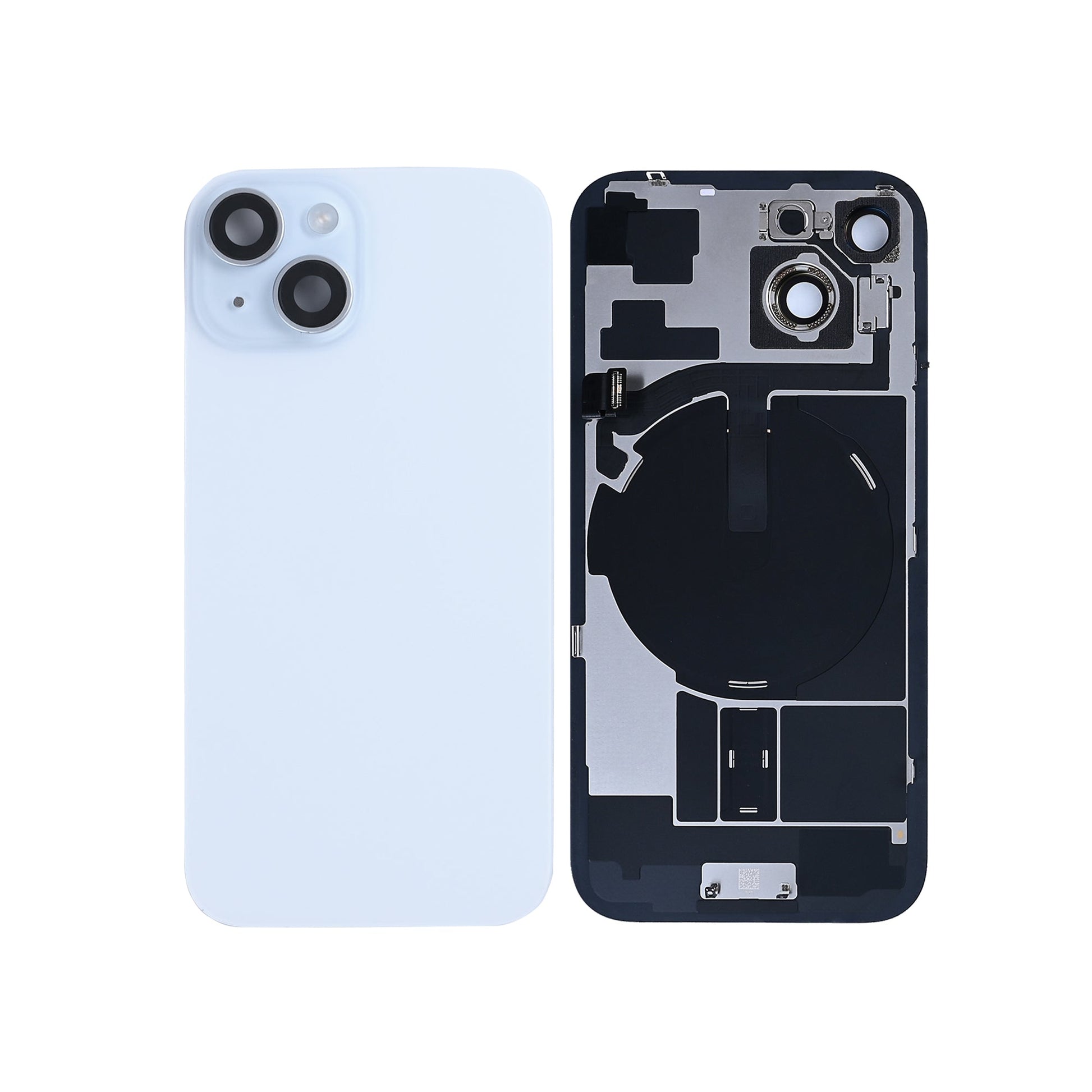 For Apple iPhone 15 Back Glass With NFC, Enlarged Camera Frame Blue Pulled
