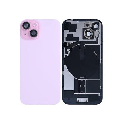 For Apple iPhone 15 Back Glass With NFC, Enlarged Camera Frame Pink Pulled