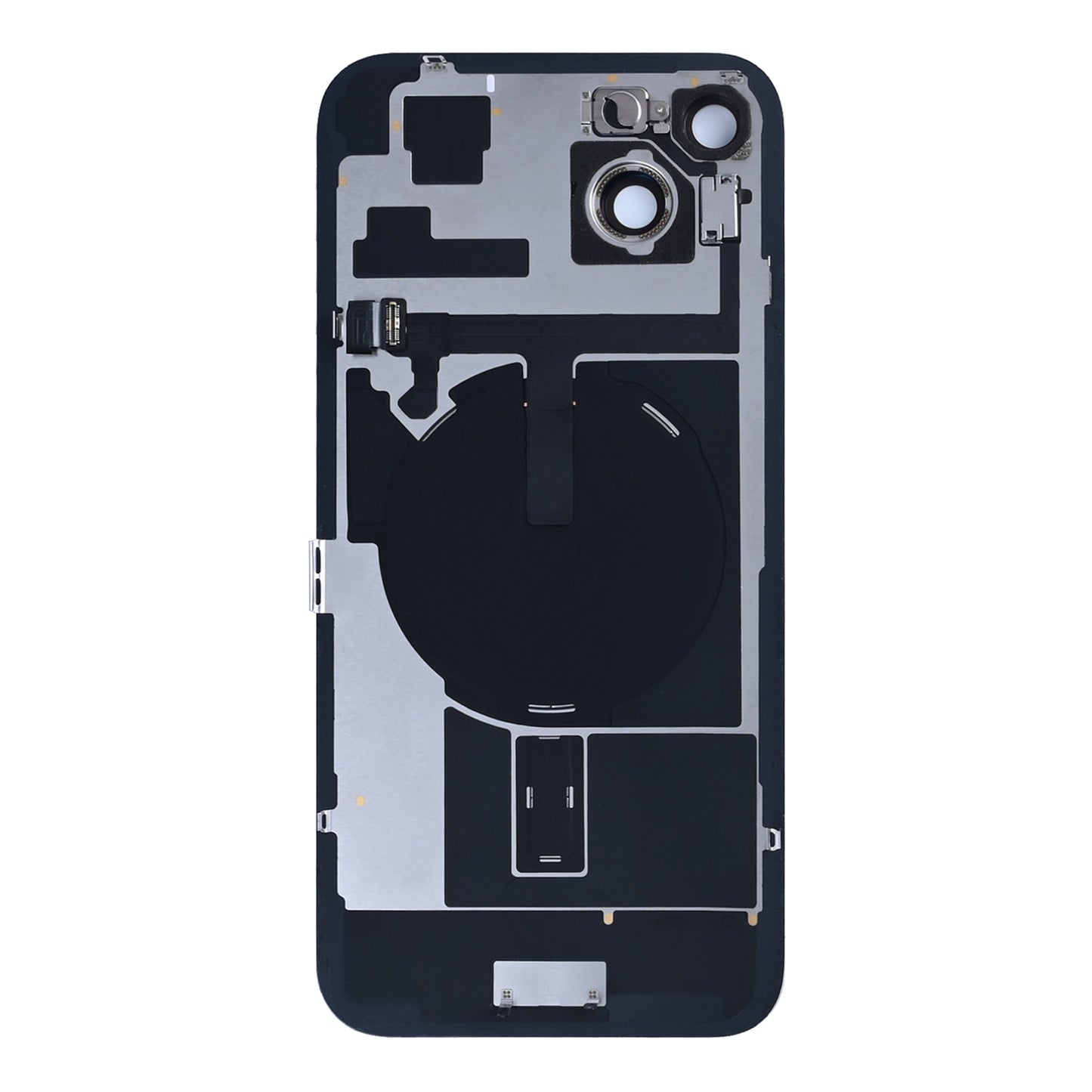 For Apple iPhone 15 Plus Back Glass With NFC, Enlarged Camera Frame Black Pulled