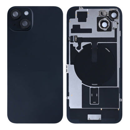 For Apple iPhone 15 Plus Back Glass With NFC, Enlarged Camera Frame Black Pulled