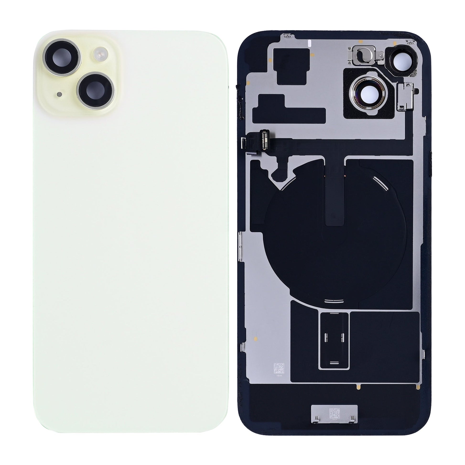 For Apple iPhone 15 Plus Back Glass With NFC, Enlarged Camera Frame Yellow Pulled