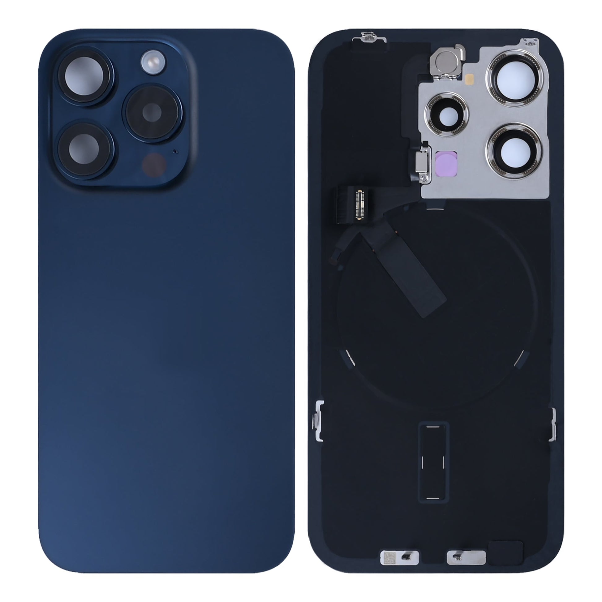 For Apple iPhone 15 Pro Back Glass With NFC, Enlarged Camera Frame Blue Titanium Pulled