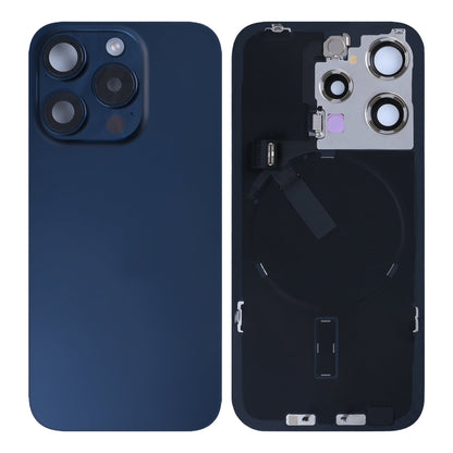For Apple iPhone 15 Pro Back Glass With NFC, Enlarged Camera Frame Blue Titanium Pulled