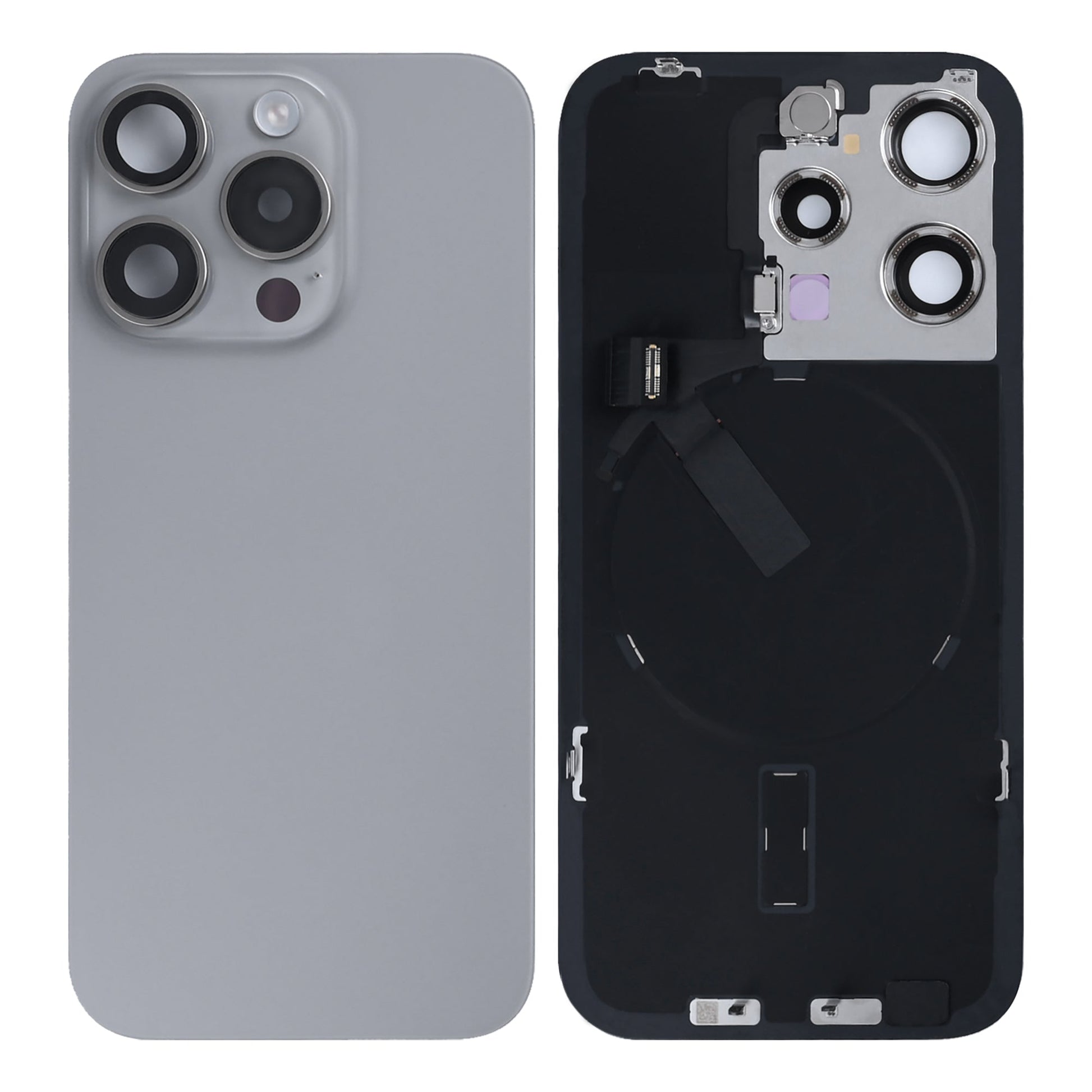 For Apple iPhone 15 Pro Back Glass With NFC, Enlarged Camera Frame Natural Titanium Pulled