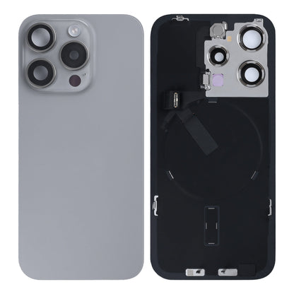 For Apple iPhone 15 Pro Back Glass With NFC, Enlarged Camera Frame Natural Titanium Pulled