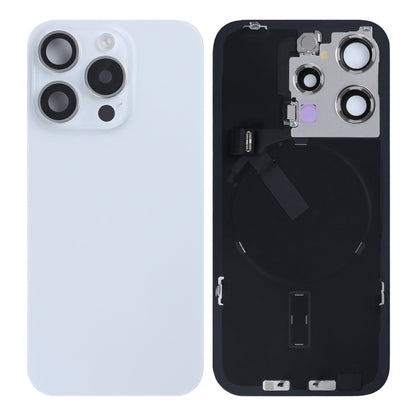 For Apple iPhone 15 Pro Back Glass With NFC, Enlarged Camera Frame White Titanium Pulled