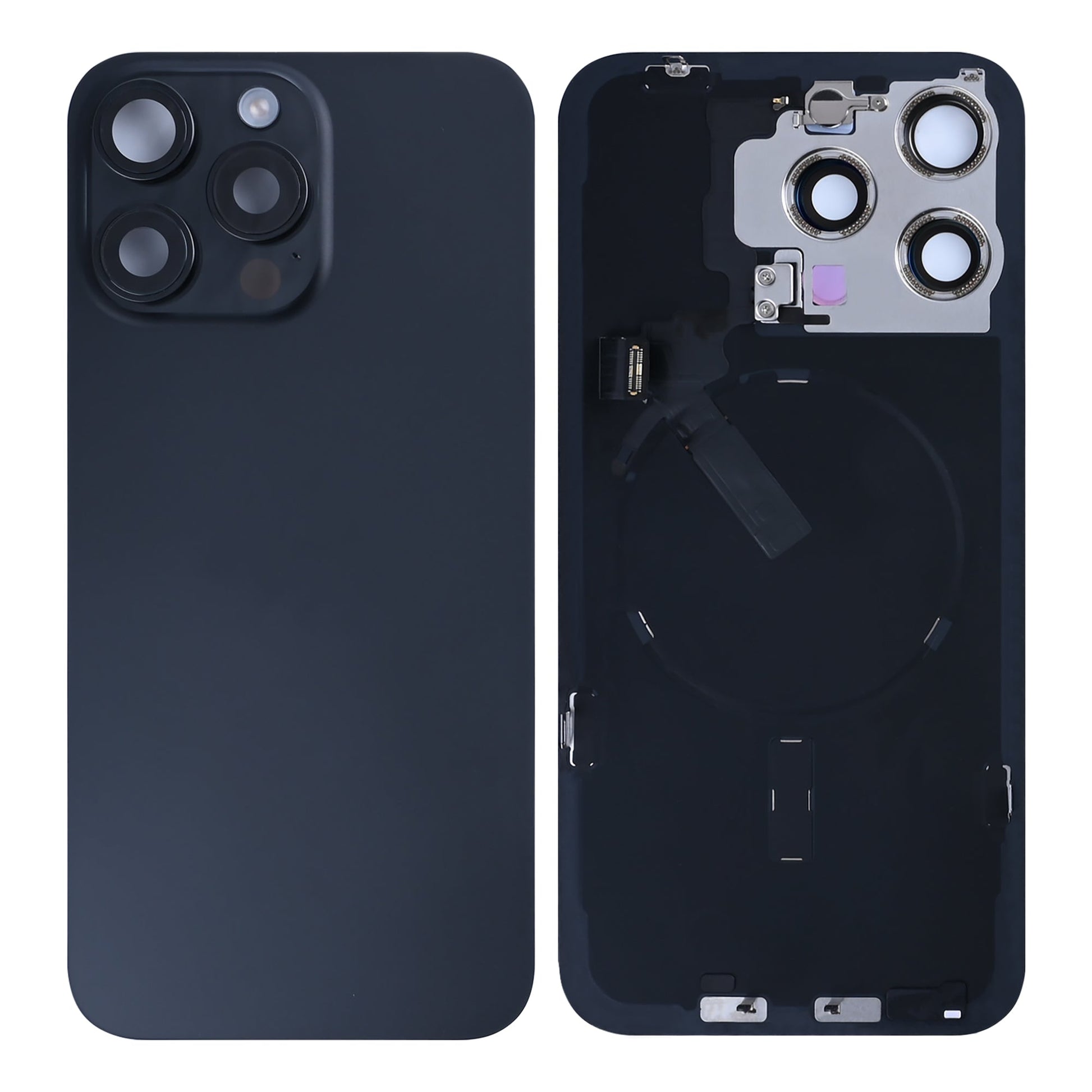 For Apple iPhone 15 Pro Max Back Glass With NFC, Enlarged Camera Frame Black Titanium Pulled