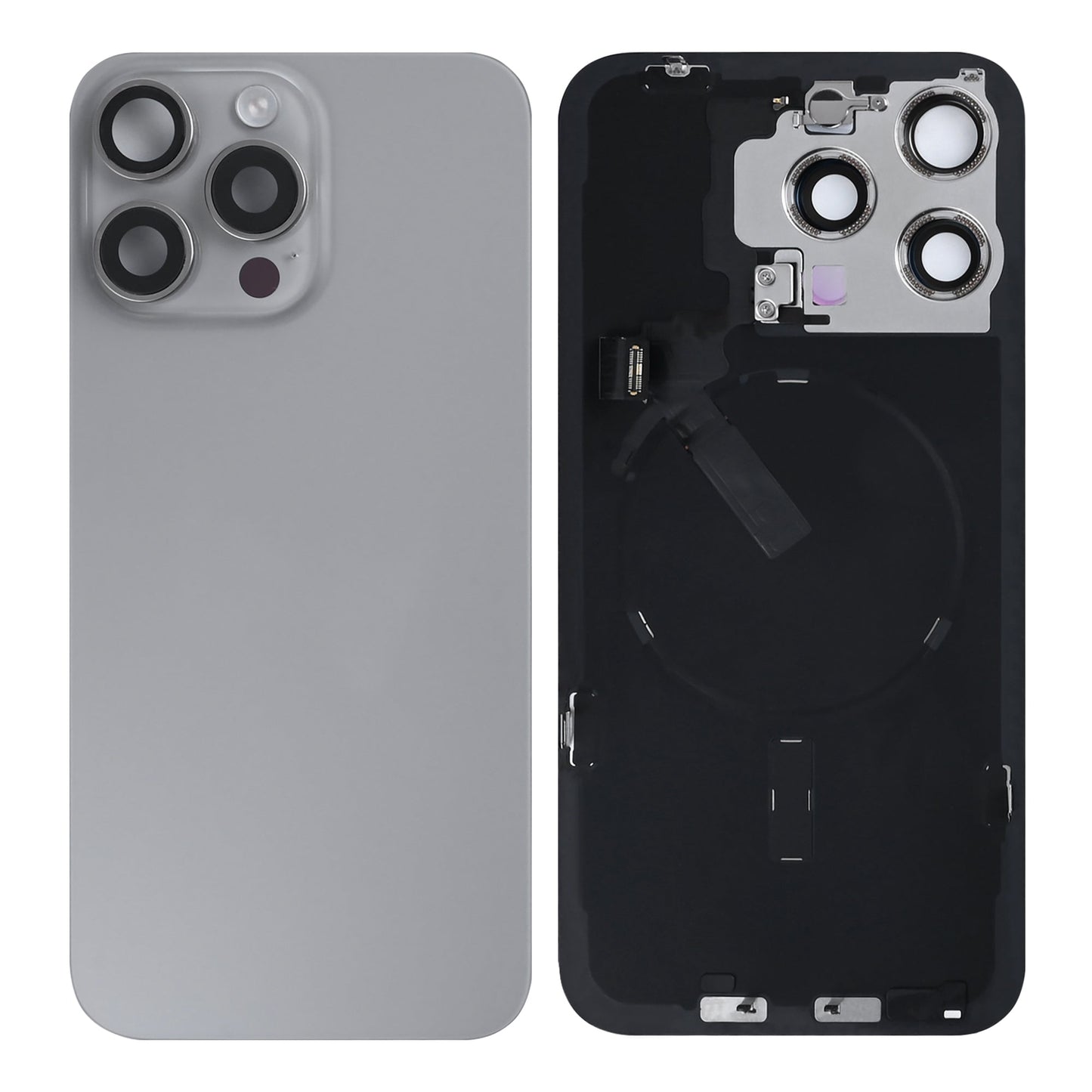 For Apple iPhone 15 Pro Max Back Glass With NFC, Enlarged Camera Frame Natural Titanium Pulled