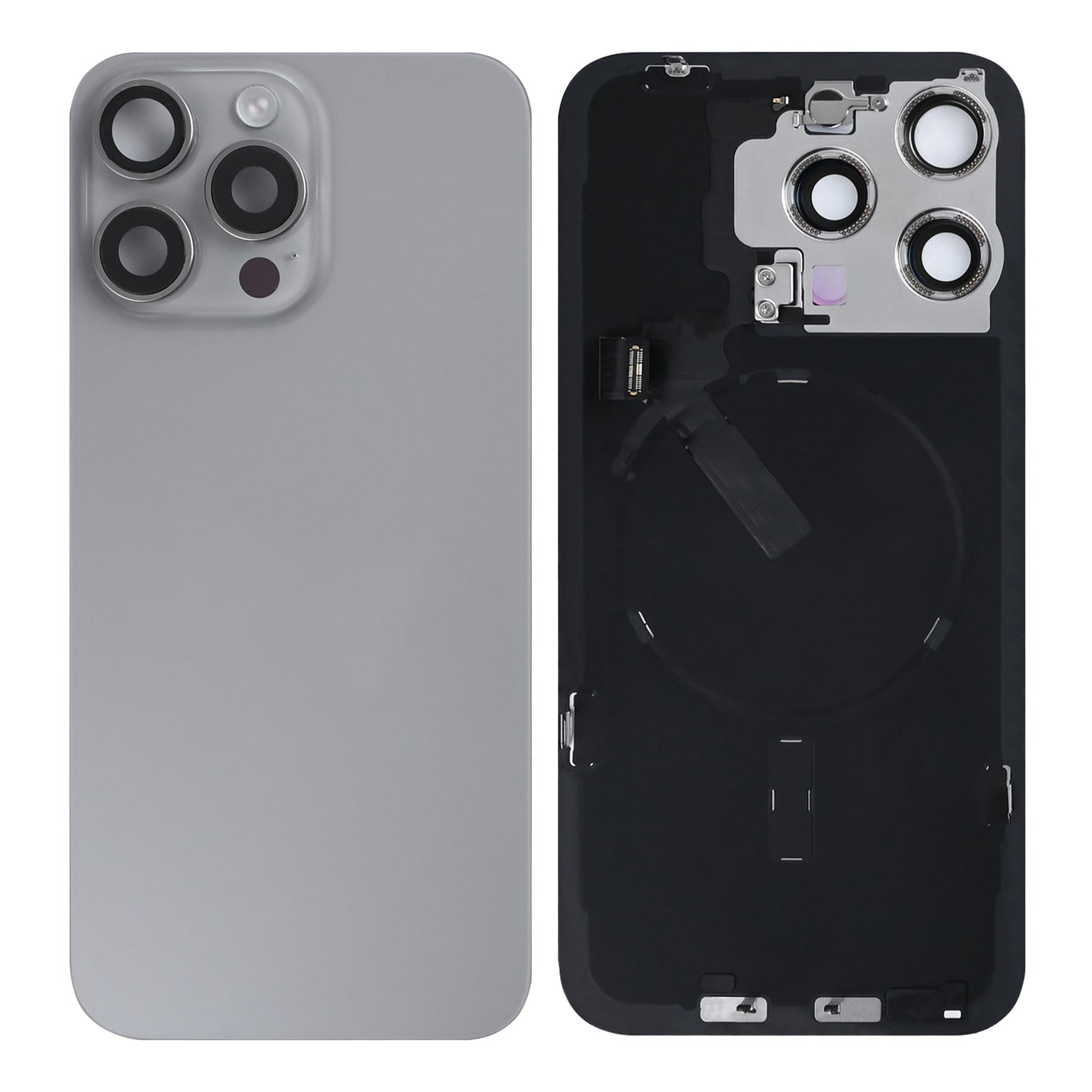 For Apple iPhone 15 Pro Max Back Glass With NFC, Enlarged Camera Frame Natural Titanium Pulled