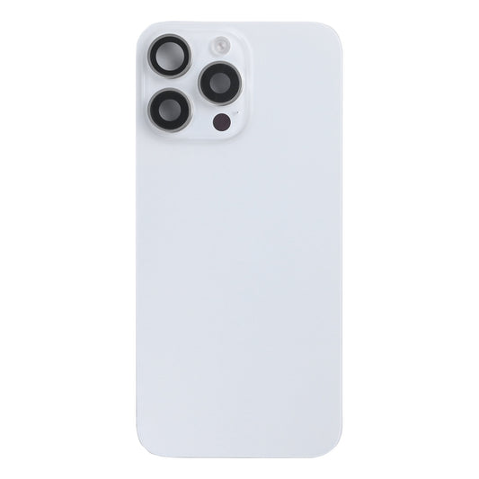For Apple iPhone 15 Pro Max Back Glass With NFC, Enlarged Camera Frame White Titanium Pulled