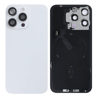 For Apple iPhone 15 Pro Max Back Glass With NFC, Enlarged Camera Frame White Titanium Pulled