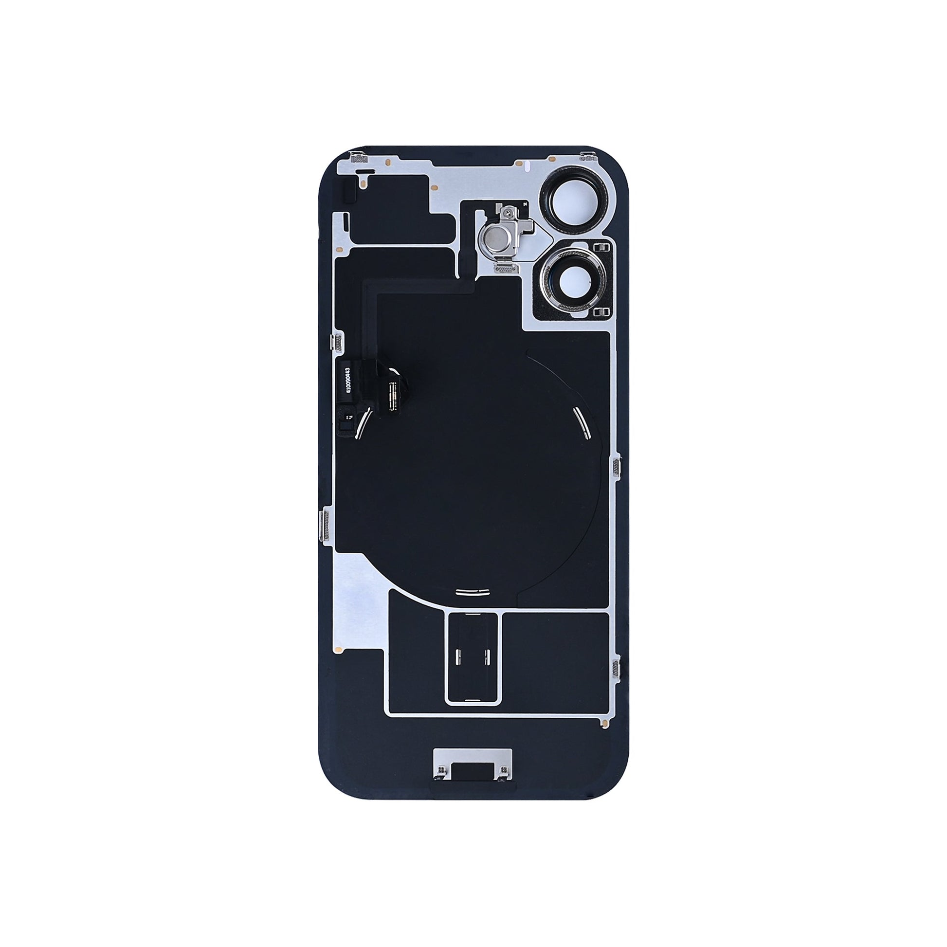 For Apple iPhone 16 Back Glass With NFC, Enlarged Camera Frame Black Pulled