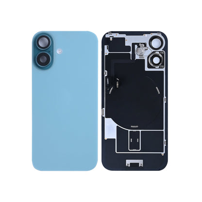 For Apple iPhone 16 Back Glass With NFC, Enlarged Camera Frame Teal Pulled