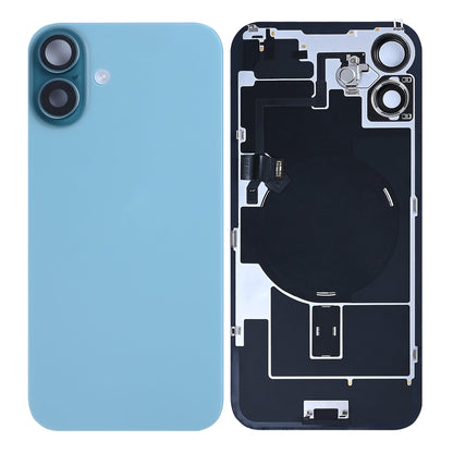 For Apple iPhone 16 Plus Back Glass With NFC, Enlarged Camera Frame Teal Pulled