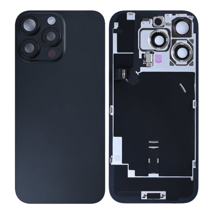 For Apple iPhone 16 Pro Back Glass With NFC, Enlarged Camera Frame Black Titanium Pulled