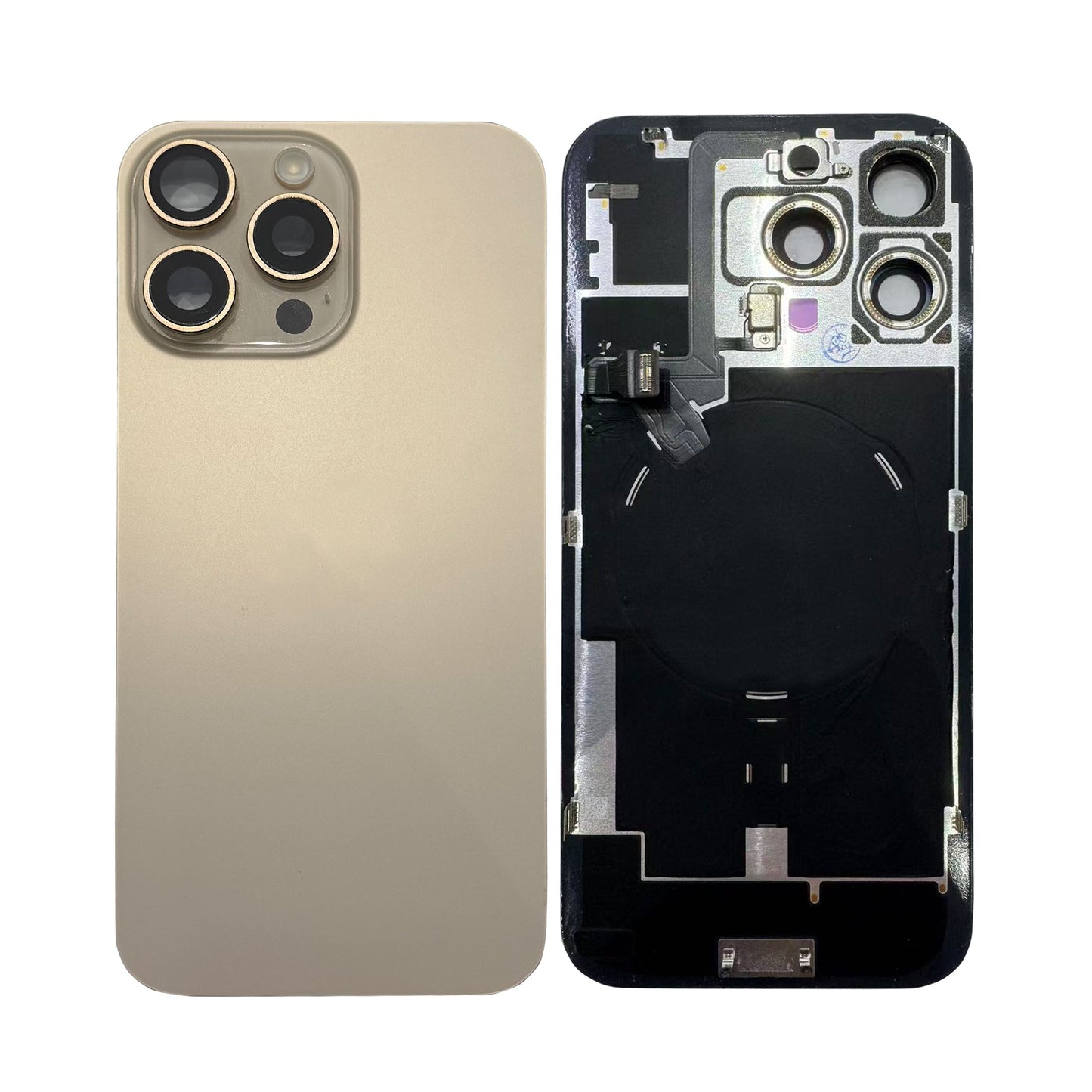 For Apple iPhone 16 Pro Max Back Glass With NFC, Enlarged Camera Frame Desert Titanium Pulled
