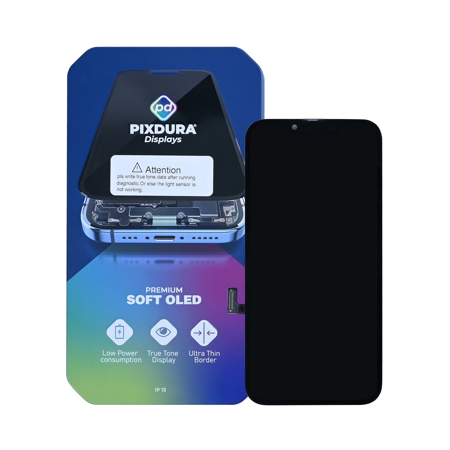 PIXDURA For Apple iPhone 13 Display And Digitizer Soft-OLED (Run Diagnostics) (60Hz)