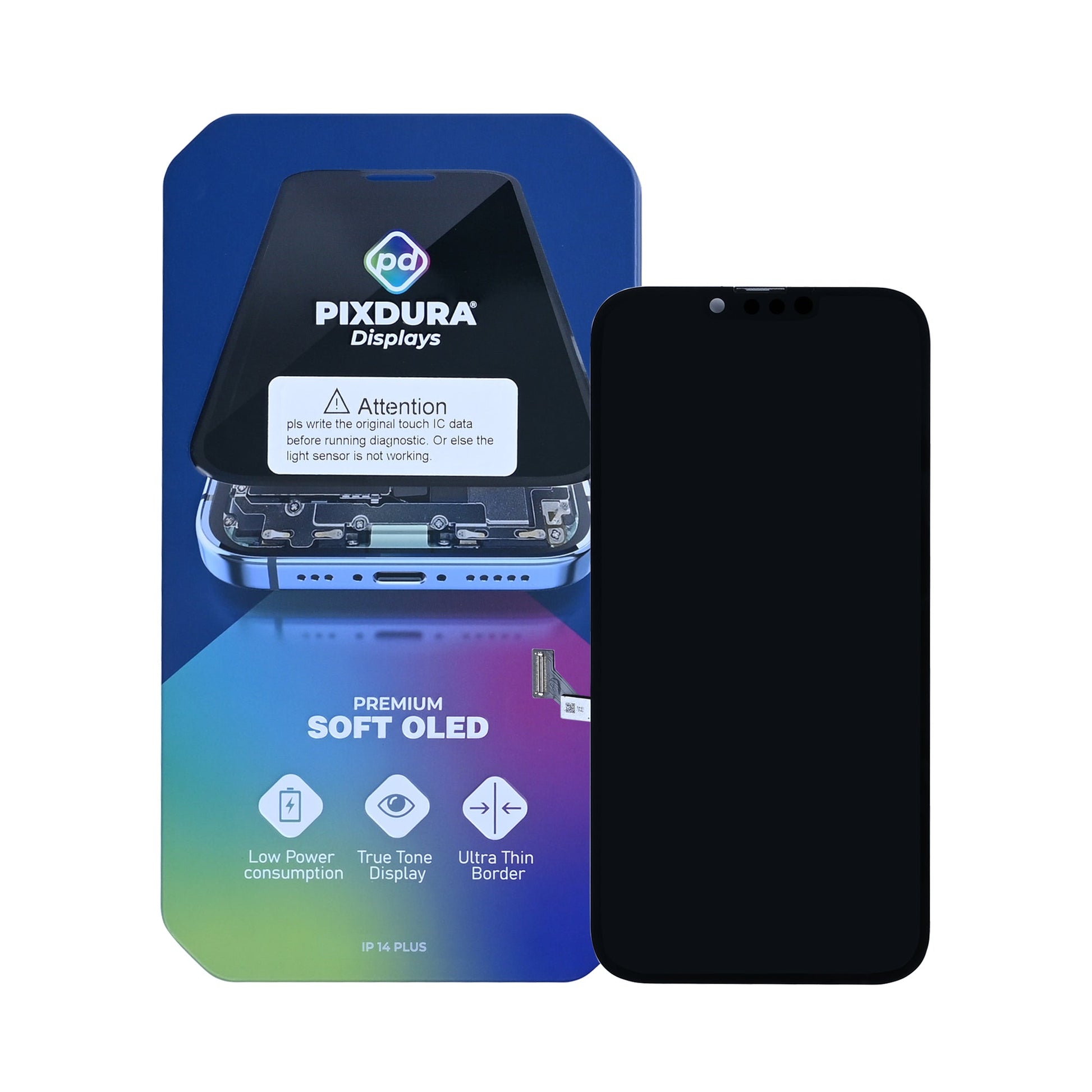 PIXDURA For Apple iPhone 14 Plus Display And Digitizer Soft-OLED (Run Diagnostics) (60Hz)
