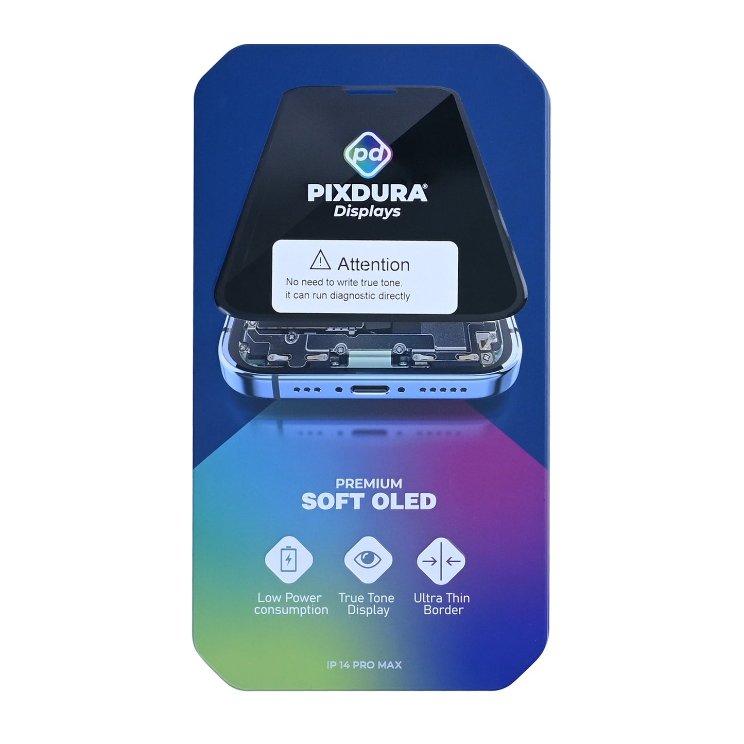 PIXDURA For Apple iPhone 14 Pro Max Display And Digitizer Soft-OLED (Run Diagnostics) (120Hz)