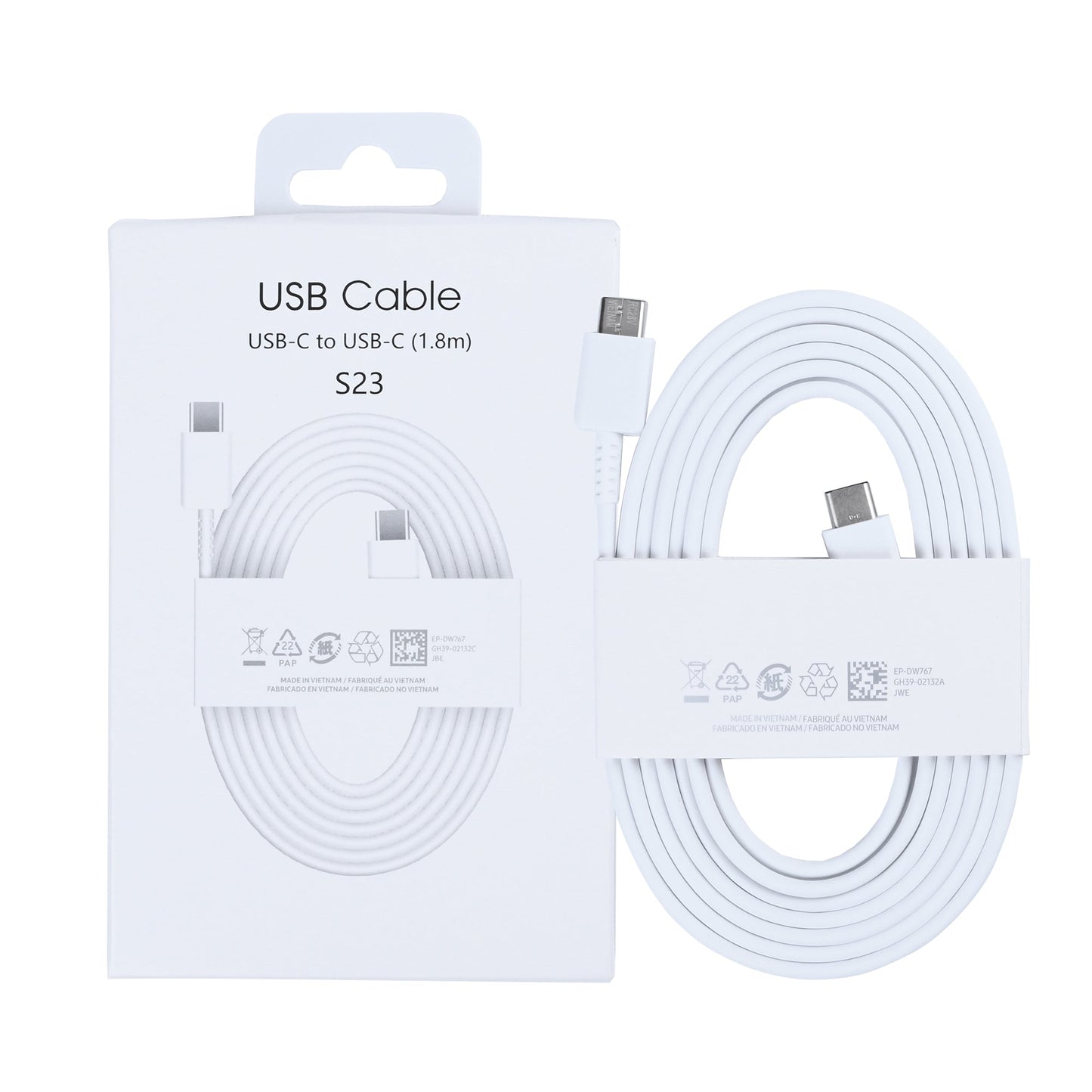 Data Cable USB-C To USB-C 180cm White Retail Box