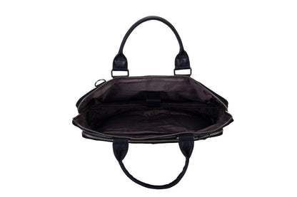 BLUCACTUS LB1007BK Leather Laptop Bag 14 inch Black