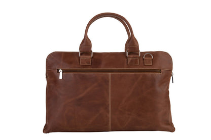 BLUCACTUS LB1006LB Leather Laptop Bag 14 inch Brown