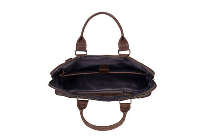 BLUCACTUS LB1006LB Leather Laptop Bag 14 inch Brown