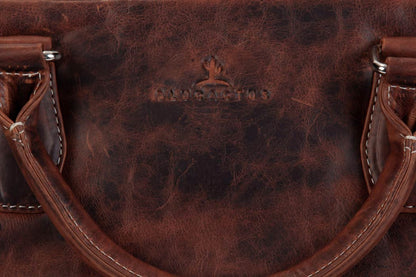 BLUCACTUS LB1004BR Leather Laptop Bag 14 inch Brown