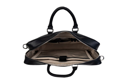 BLUCACTUS OB1003BK Leather Office Bag Black