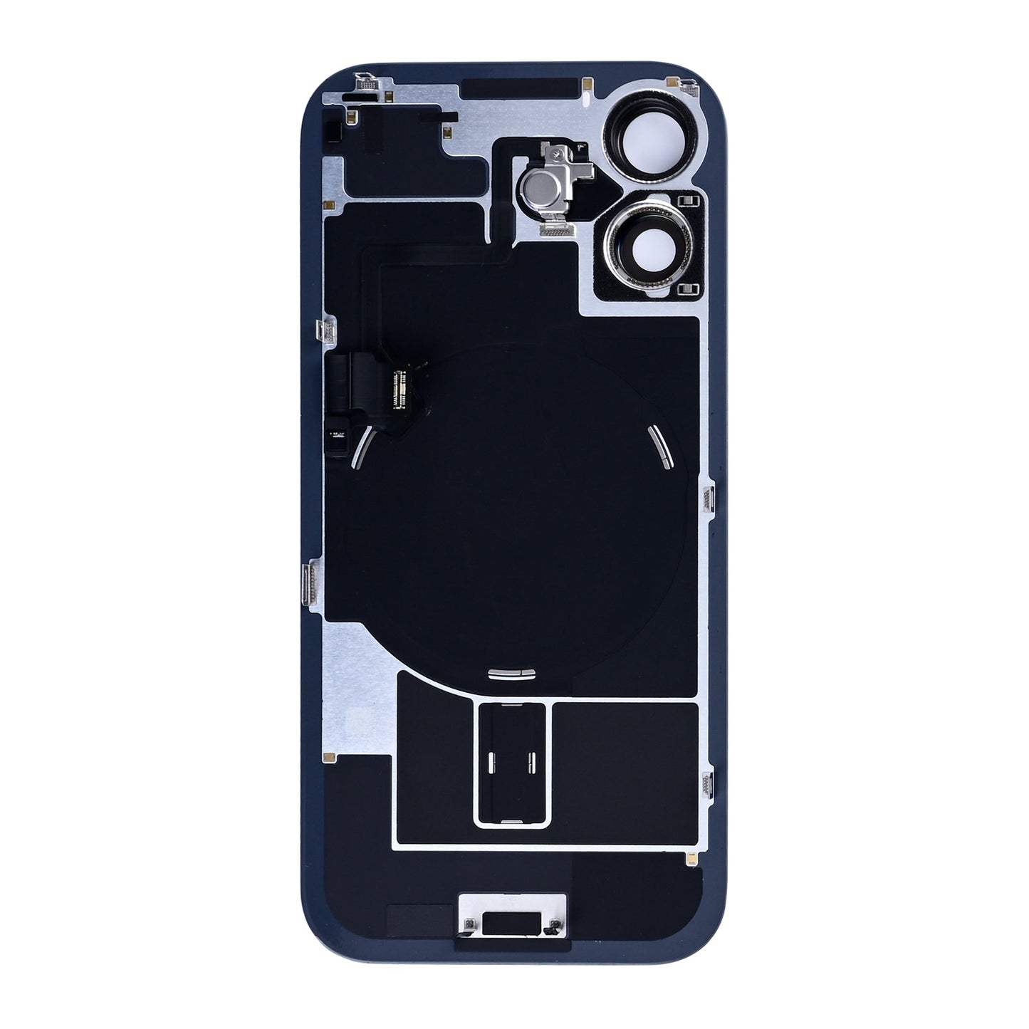 For Apple iPhone 17 Back Glass With NFC, Enlarged Camera Frame Black Pulled