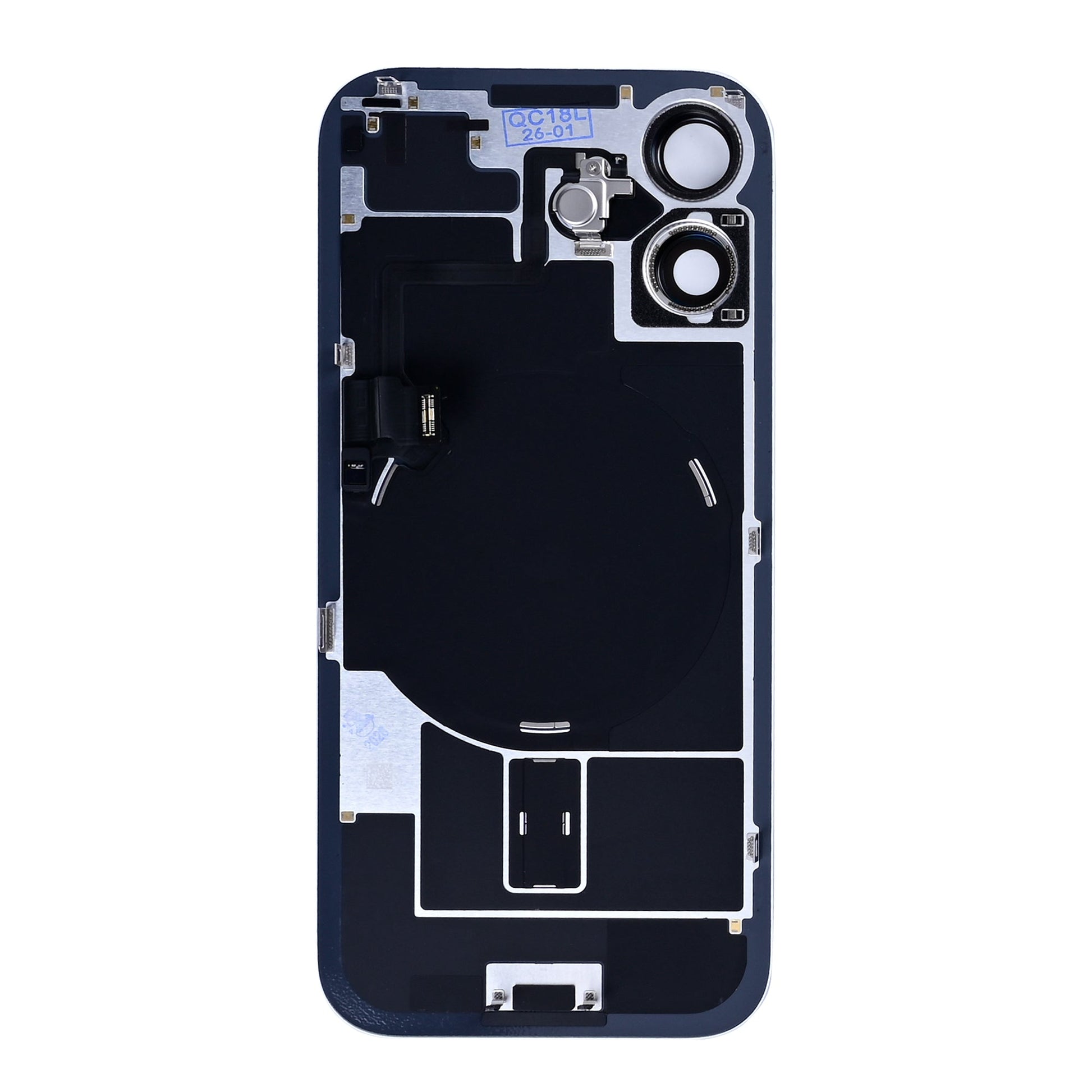 For Apple iPhone 17 Back Glass With NFC, Enlarged Camera Frame White Pulled