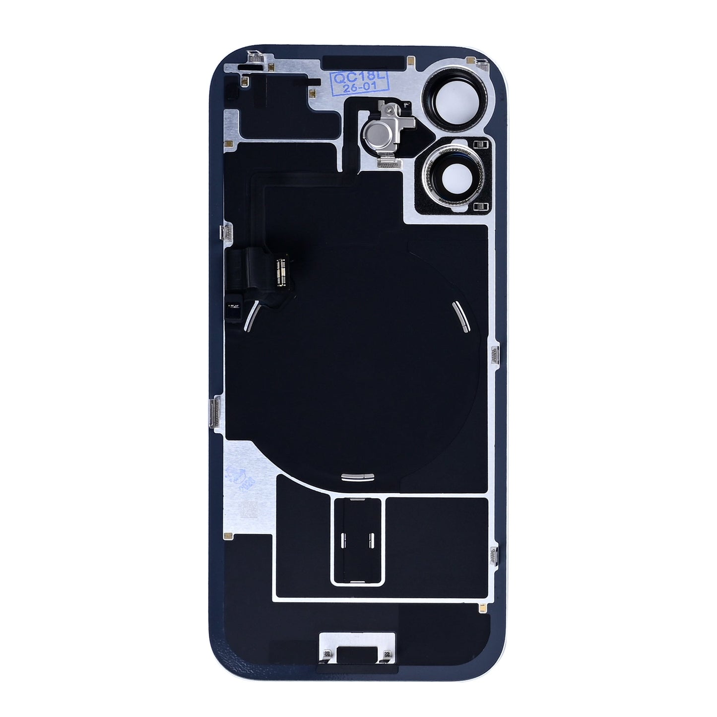 For Apple iPhone 17 Back Glass With NFC, Enlarged Camera Frame Mist Blue Pulled